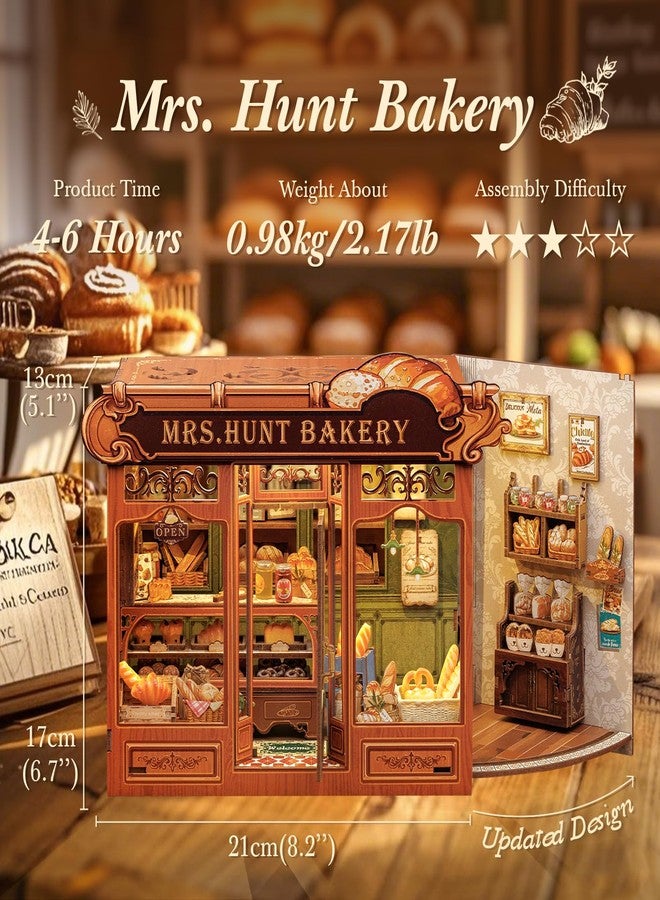 CUTEBEE Book Nook Kit - DIY Miniature House Bakery Dessert Shop Dollhouse Kit for Adults, Booknook Tiny House Bookshelf Decor 3D Wooden Puzzle, Gifts for Family, Friends (Mrs.Hunt Bakery) - Image 3