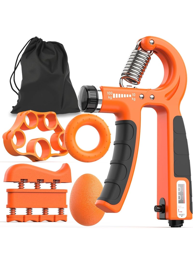 JKSHMYT جيه كيه اس اتش واي تي مجموعة تدريب قوة قبضة اليد (5 قطع)، مقوي الساعد المقاوم القابل للتعديل، مقوي قبضة اليد لبناء العضلات والتعافي من الاصابات للرياضيين - Image 1