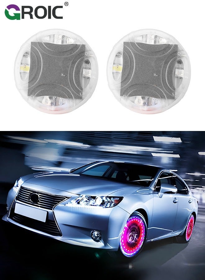GROIC 2Pcs Car Tire Wheel Valve Cap Lights, Hub Lamp Light with Motion Sensors Colorful LED Gas Nozzle,for Bicycle Motorcycles Mounting Accessories - Image 1