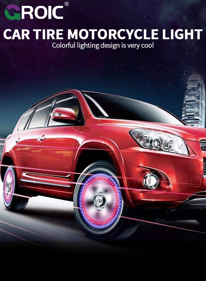 GROIC 2Pcs Car Tire Wheel Valve Cap Lights, Hub Lamp Light with Motion Sensors Colorful LED Gas Nozzle,for Bicycle Motorcycles Mounting Accessories - Image 2