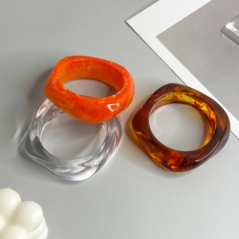 SHIXIN Oversized Polygonal Translucent Bracelet - Retro Tortoiseshell Design for a Unique Look - Image 4