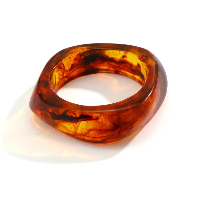 SHIXIN Oversized Polygonal Translucent Bracelet - Retro Tortoiseshell Design for a Unique Look - Image 5