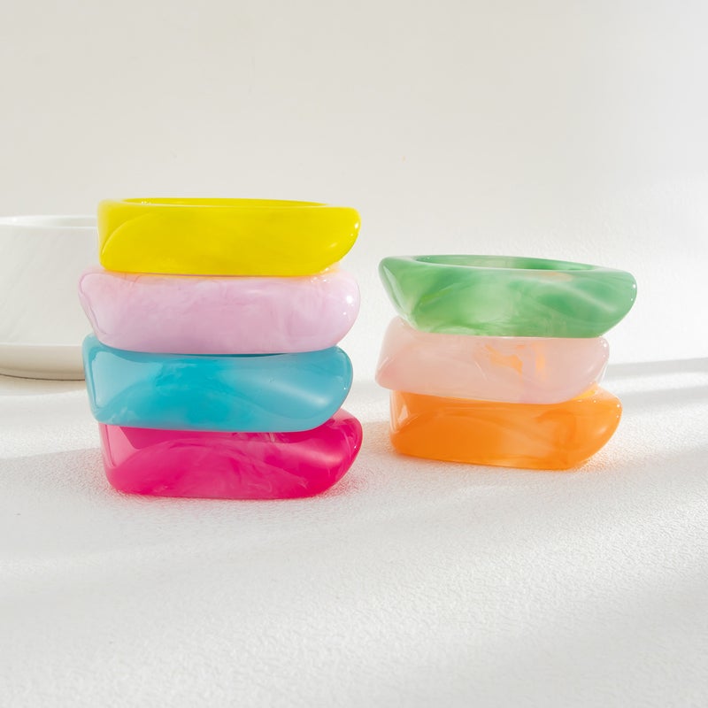 SHIXIN Oversized Polygonal Translucent Bracelet - Retro Tortoiseshell Design for a Unique Look - Image 3