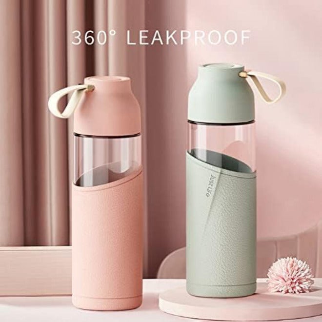 Water Bottle with Sleeve Creative Cute Insulated Glass Milk Juice Coffee Cup Waterbottle Eco Friendly Drinkware(Pink) - Image 3