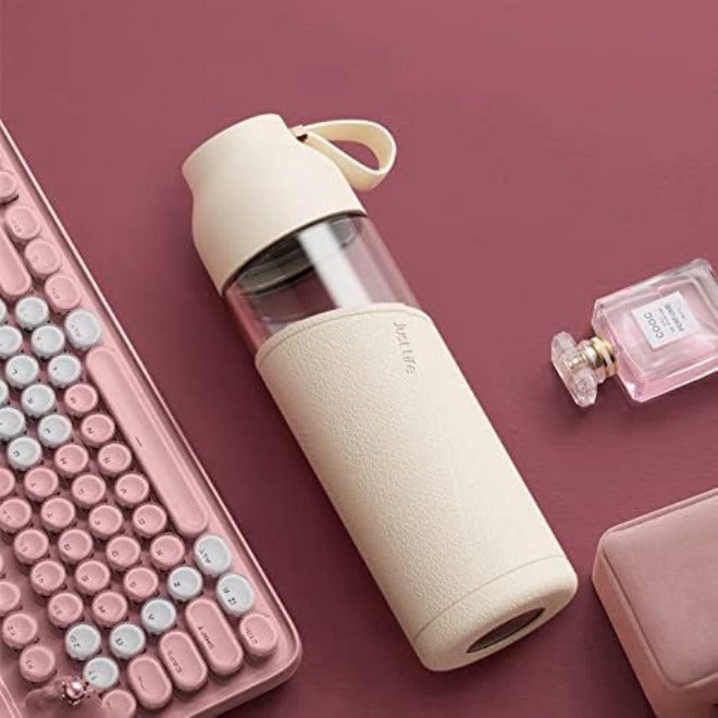 Water Bottle with Sleeve Creative Cute Insulated Glass Milk Juice Coffee Cup Waterbottle Eco Friendly Drinkware(Pink) - Image 2