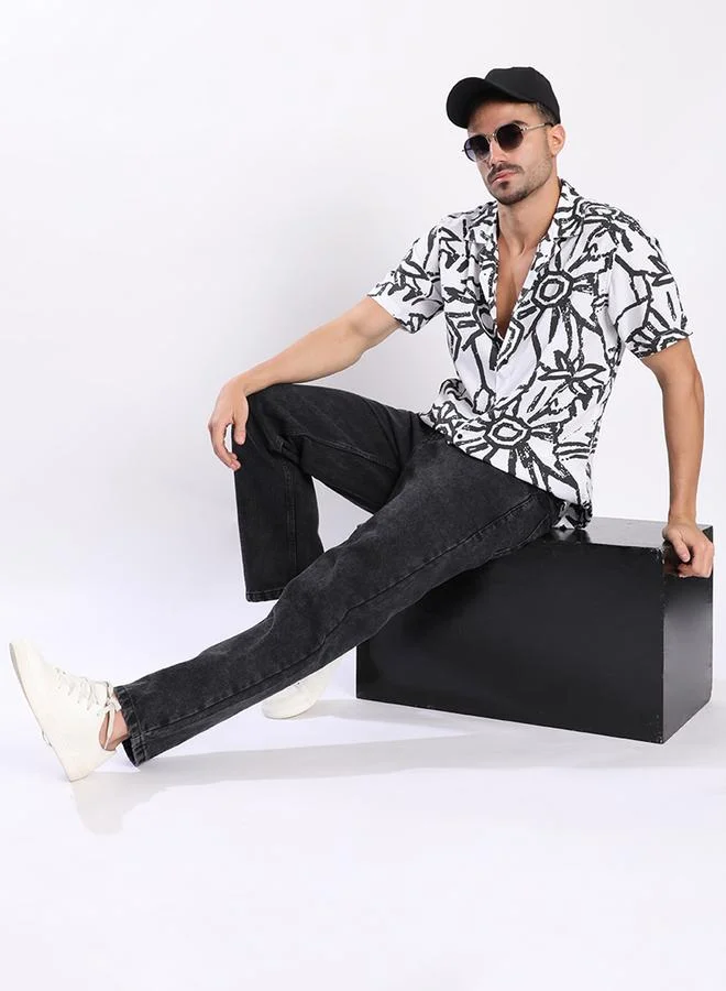 Styli Men White All Over Print Shirt By Bene Kleed