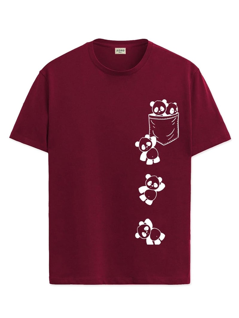 ADRO Men's Maroon Graphic Printed T-Shirt - 100% Cotton Regular Fit - Image 1