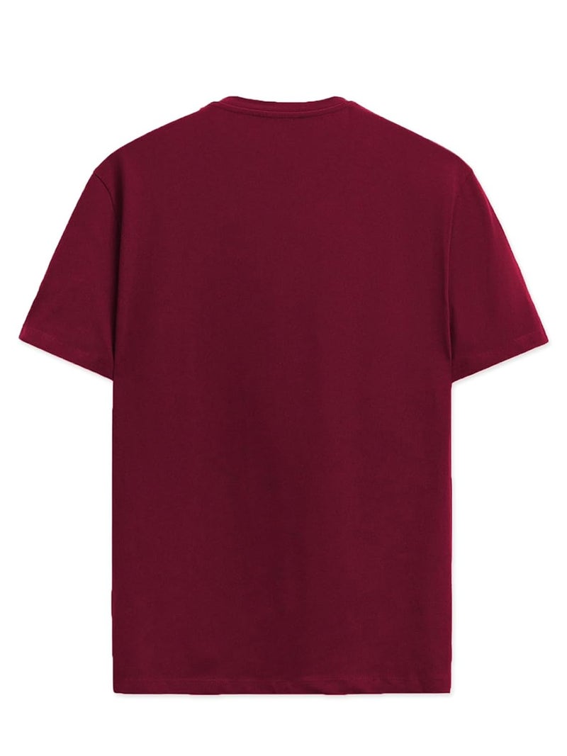 ADRO Men's Maroon Graphic Printed T-Shirt - 100% Cotton Regular Fit - Image 3