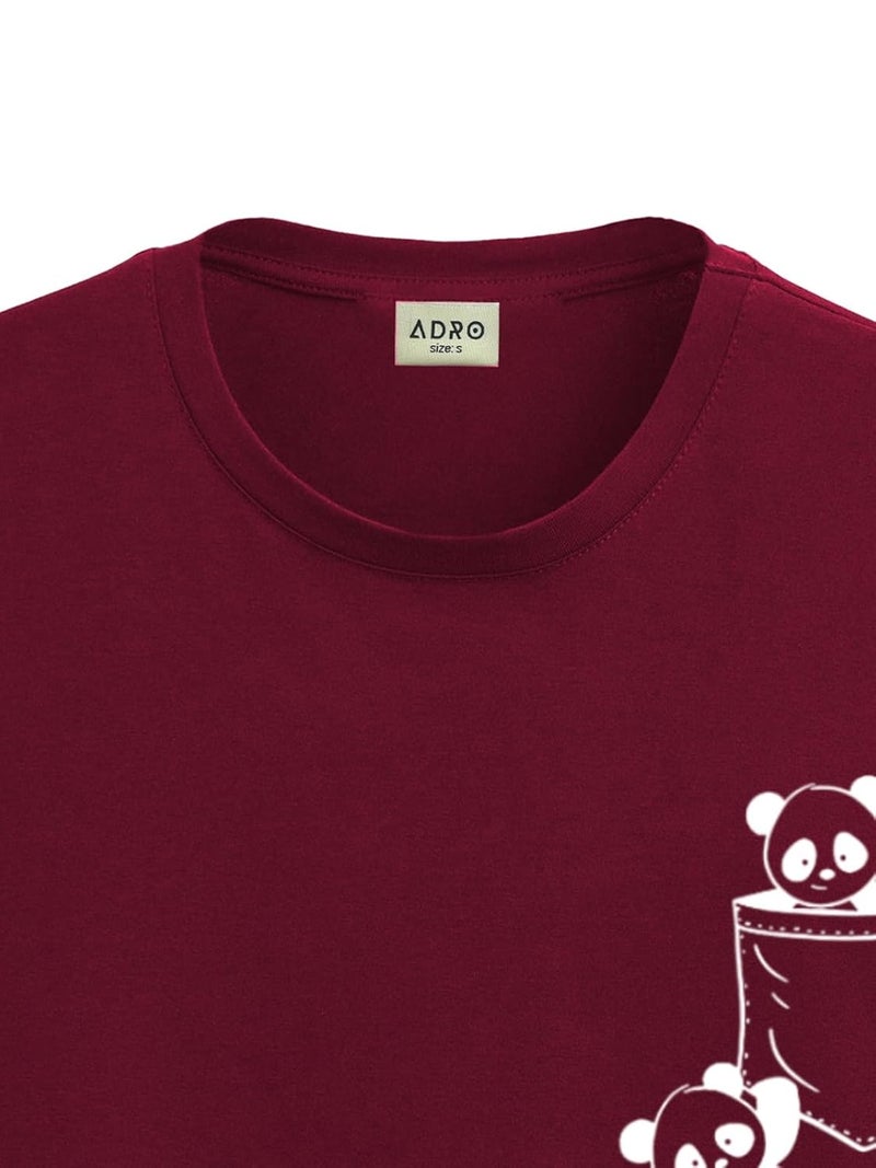 ADRO Men's Maroon Graphic Printed T-Shirt - 100% Cotton Regular Fit - Image 2