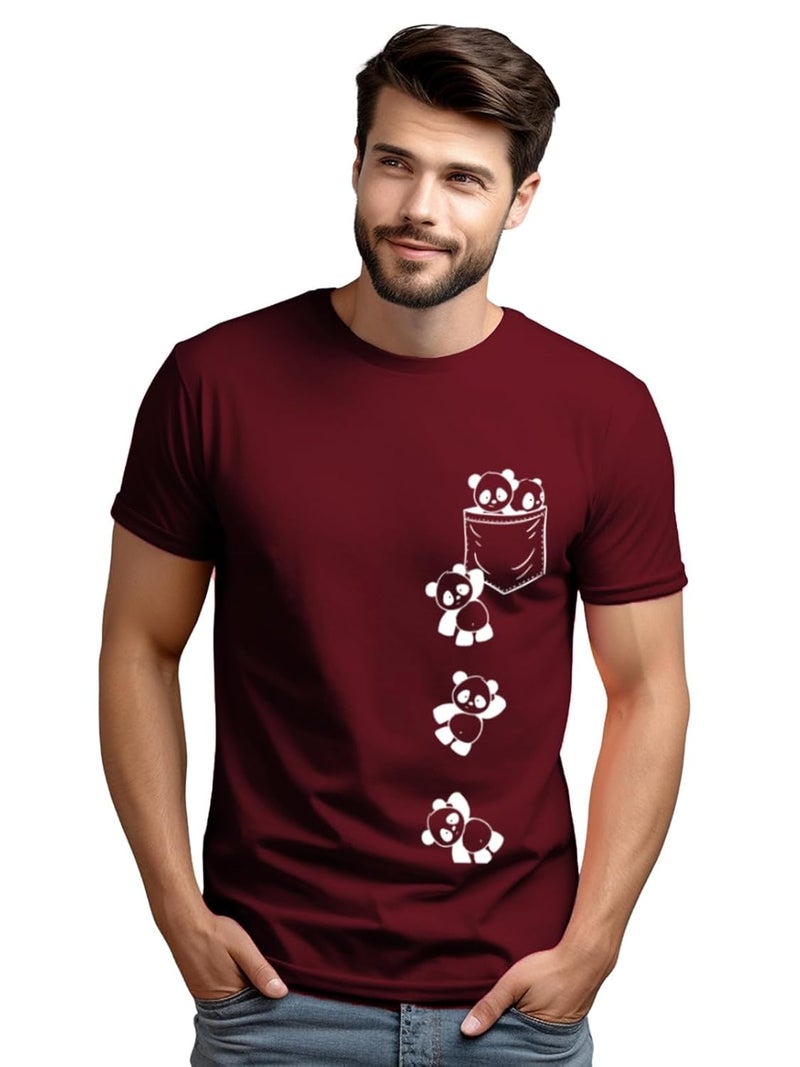 ADRO Men's Maroon Graphic Printed T-Shirt - 100% Cotton Regular Fit - Image 4