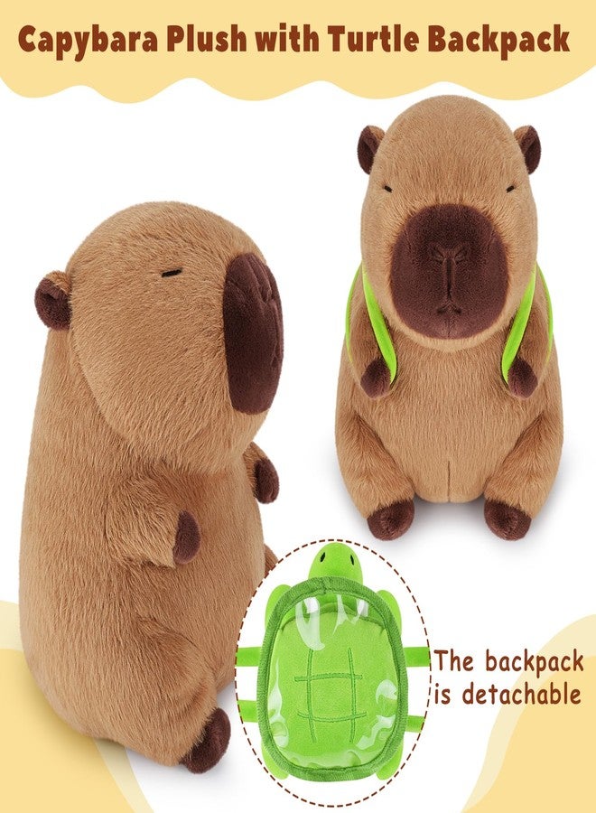 Achwishap Capybara Plush,Cute Plushies Capybara Stuffed Animal,Soft Capybaras Plush Toys,Kawaii Plushie Stuffed Toys with Turtle Backpack Plushies Gifts for Kids Adults Birthday,Brown 10” - Image 4