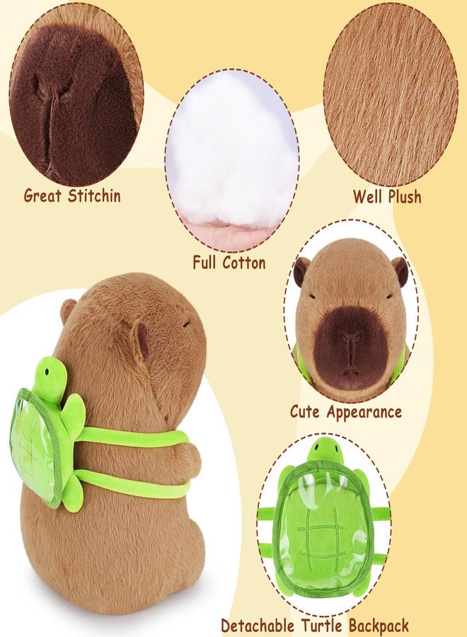 Achwishap Capybara Plush,Cute Plushies Capybara Stuffed Animal,Soft Capybaras Plush Toys,Kawaii Plushie Stuffed Toys with Turtle Backpack Plushies Gifts for Kids Adults Birthday,Brown 10” - Image 5