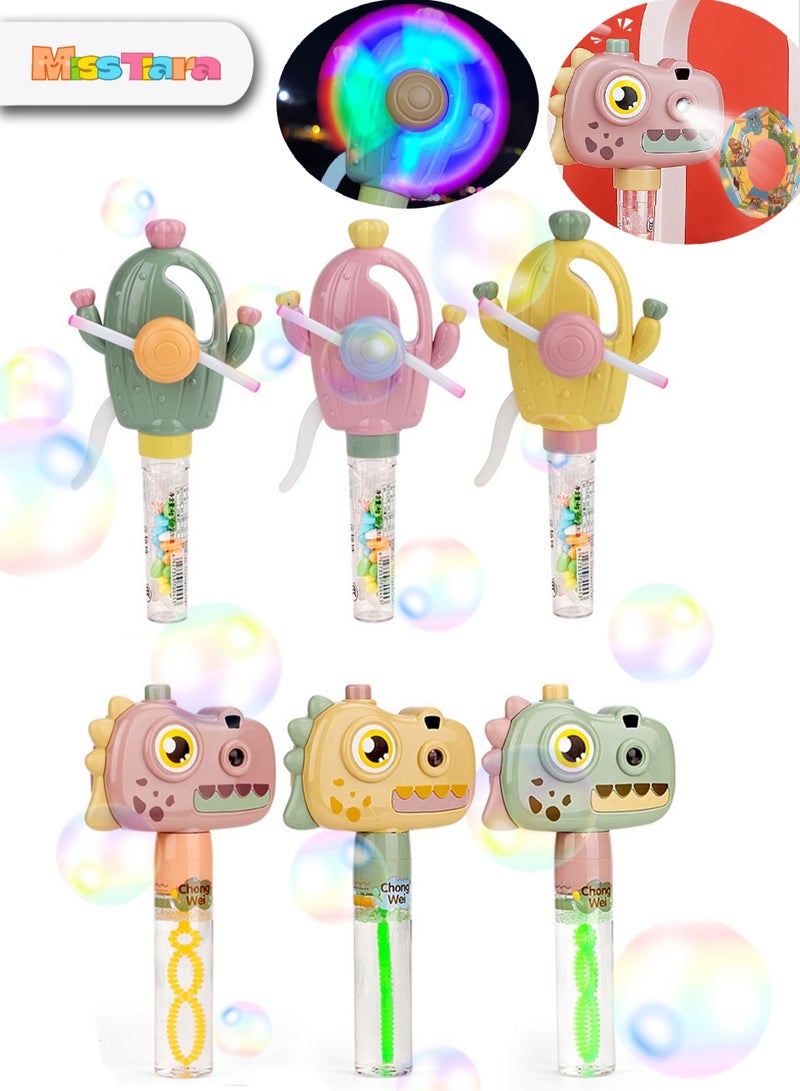 MissTiara 6 Pcs Camera Projection and Cactus Glow Bubble Wand Bubble Water Toy Party Favors for Kids Bubble Wands Toy, Party Favors, Goodie Bags Fillers, Birthday Day Gifts and Prize - Image 1