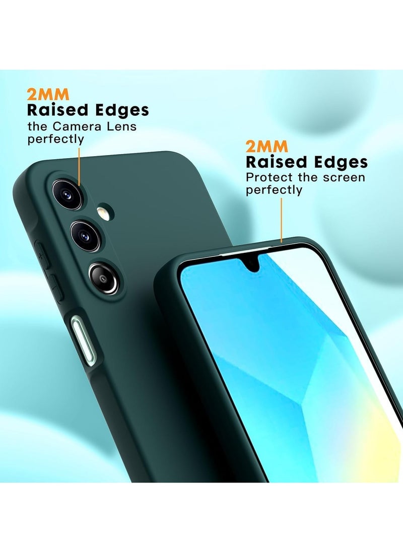 DUSALA Samsung Galaxy A16 4G/5G Case – Forest Green Soft Liquid Silicone Protective Cover with 2-Pack Tempered Glass Screen Protectors, Shockproof TPU Gel Rubber Case for Full Body Protection - Image 3