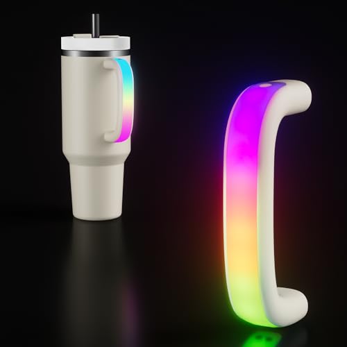 Terficer 6 Colors LED Light-Up Tumbler Handle for Stanley 40oz/30oz, Comfortable Water Bottle Handle for Stanley Tumbler-Compatible with 40oz Stanley Cup Accessories, Use for Outdoor, Party, Home (Cream) - Image 1