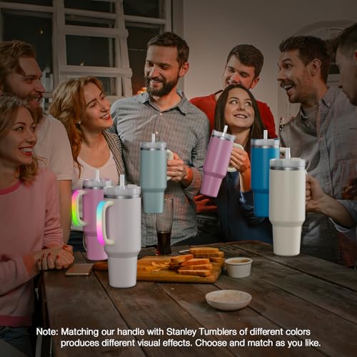 Terficer 6 Colors LED Light-Up Tumbler Handle for Stanley 40oz/30oz, Comfortable Water Bottle Handle for Stanley Tumbler-Compatible with 40oz Stanley Cup Accessories, Use for Outdoor, Party, Home (Cream) - Image 3