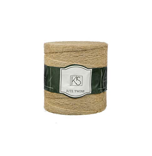 KIS Premium Natural Jute Twine 1500 Feet 2mm Smell Free 3 Strand DIY Projects Crafts Decoration Hobby PET Friendly Gardening Yarn String Rope