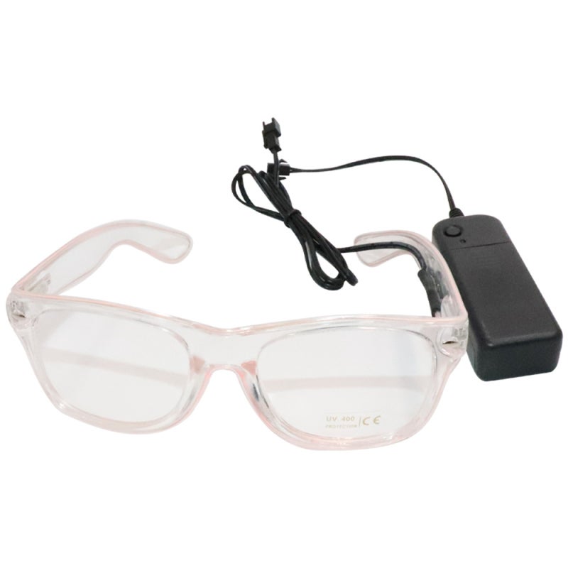 LED Glasses: White Frame, 10 Lighting Styles - Ergonomic Eye-safe Design, Battery-powered EL Wire for Halloween, Nightclubs, Party Events - Image 1