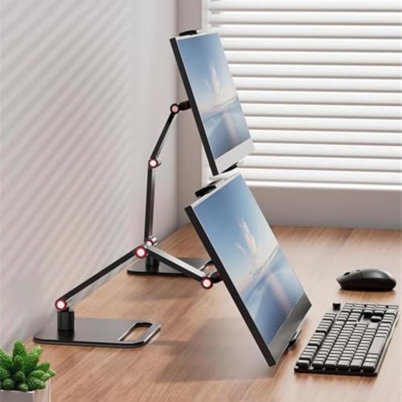 Portable Monitor Holder For 12-17.3 Inch, Screen Desk Holder With 360°Rotate Base, 16 Inch Universal Expandable Display Base, 12.9inch Tablet Stand, Adjustable Portable Monitor Desktop Clamp Stand - Image 1