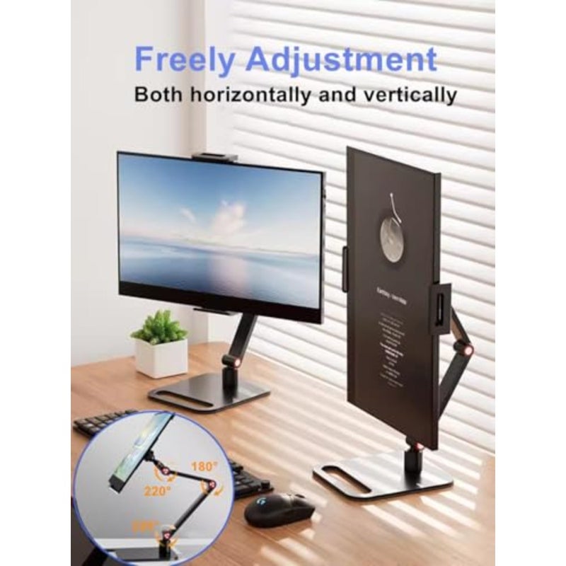 Portable Monitor Holder For 12-17.3 Inch, Screen Desk Holder With 360°Rotate Base, 16 Inch Universal Expandable Display Base, 12.9inch Tablet Stand, Adjustable Portable Monitor Desktop Clamp Stand - Image 2