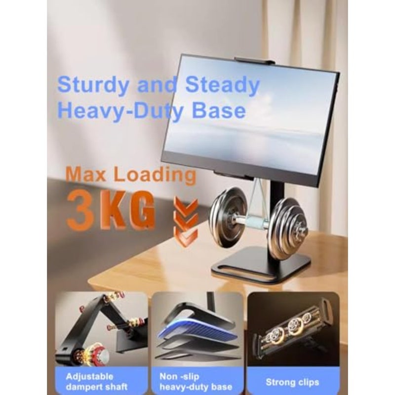 Portable Monitor Holder For 12-17.3 Inch, Screen Desk Holder With 360°Rotate Base, 16 Inch Universal Expandable Display Base, 12.9inch Tablet Stand, Adjustable Portable Monitor Desktop Clamp Stand - Image 3