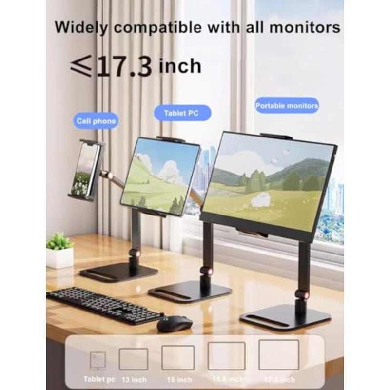Portable Monitor Holder For 12-17.3 Inch, Screen Desk Holder With 360°Rotate Base, 16 Inch Universal Expandable Display Base, 12.9inch Tablet Stand, Adjustable Portable Monitor Desktop Clamp Stand - Image 4