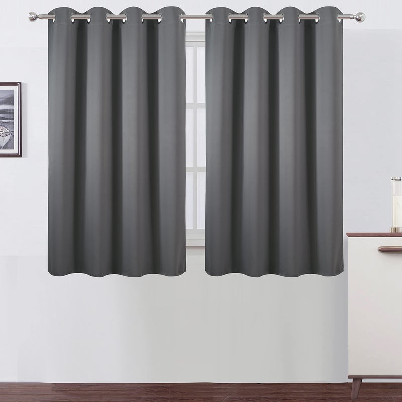 LEMOMO Frost Grey Thermal Blackout Curtains52 x 54 InchSet of 2 Panels Room Darkening Curtains for Bedroom