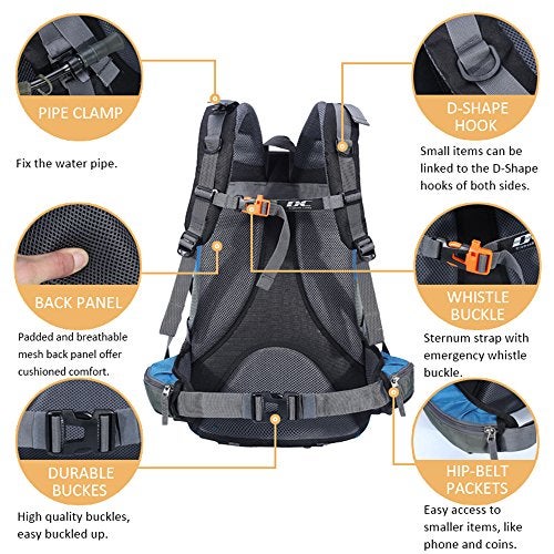 Diamond Candy Waterproof Hiking Backpack for Men and Women, Lightweight Day Pack for Travel Camping, Blue, 40L - Image 3