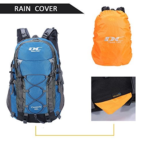 Diamond Candy Waterproof Hiking Backpack for Men and Women, Lightweight Day Pack for Travel Camping, Blue, 40L - Image 5