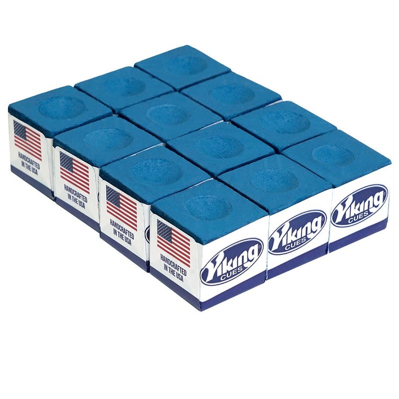 Viking Pool Cue Chalk Blue 12 Pack | Billiard Pool Stick Chalk for Home, Bar, and Tournament Use - Image 1