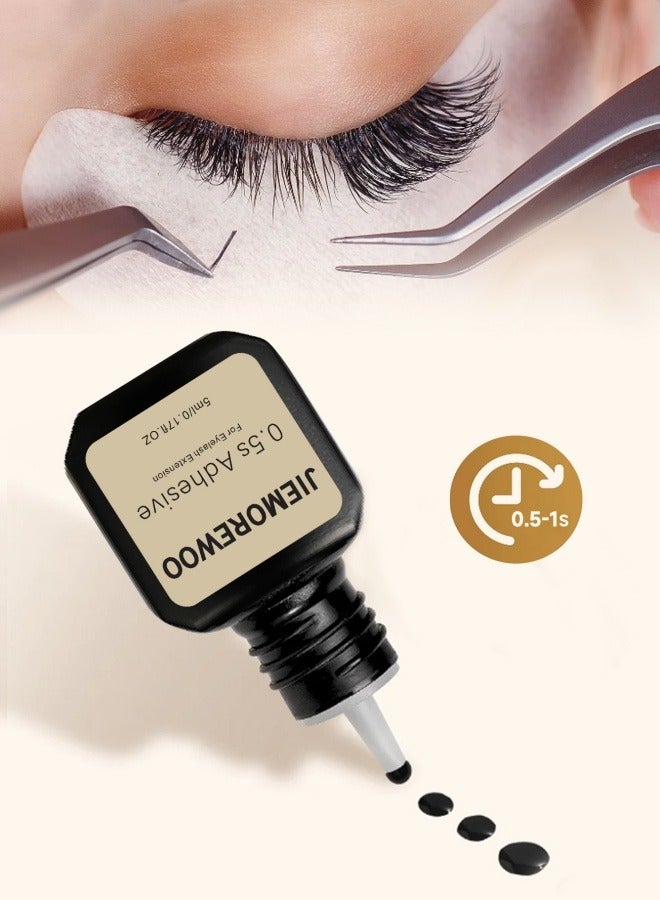 رموش جيمورو لاصق رمش 5 مل -0.5-1 ثانية سريع الجفاف ، ثبات من 8 إلى 10 أسابيع ، أبخرة منخفضة ، تركيبة مناخية بالكامل للرموش الكلاسيكية / الروسية ، محترف ومبتدئ - Image 2