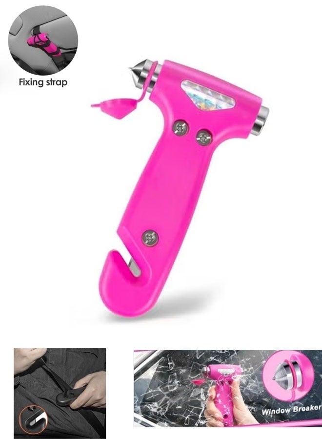 كيلا مطرقة أمان للسيارة، كاسر نوافذ السيارات وقاطع حزام الأمان للنساء، مجموعة أدوات طوارئ على الطريق، أدوات هروب 3 في 1، أساسيات الرحلات البرية (1، وردي) - Image 1