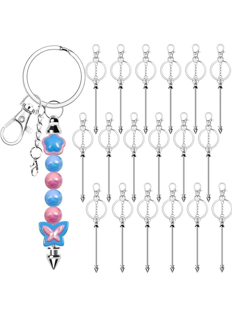 SYOSI Beadable Keychains, DIY Blank Metal Keychain Bars for Bead Crafting Jewelry Making, 18 Pack Silver Beaded Keychain Kit for Handmade Crafts Supplies and Gift Ideas - Image 1