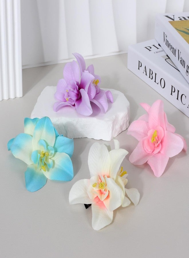 NAISIER Hawaiian flower Hair Clips Ttropical Flower Hair Clip 8 Pieces Hair Accessories for Women Girls Hibiscus Flower Clips for Hair for Beach Party favors Vacation. - Image 5