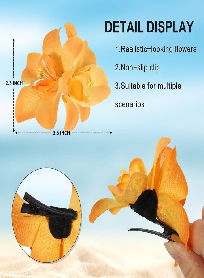 NAISIER Hawaiian flower Hair Clips Ttropical Flower Hair Clip 8 Pieces Hair Accessories for Women Girls Hibiscus Flower Clips for Hair for Beach Party favors Vacation. - Image 2