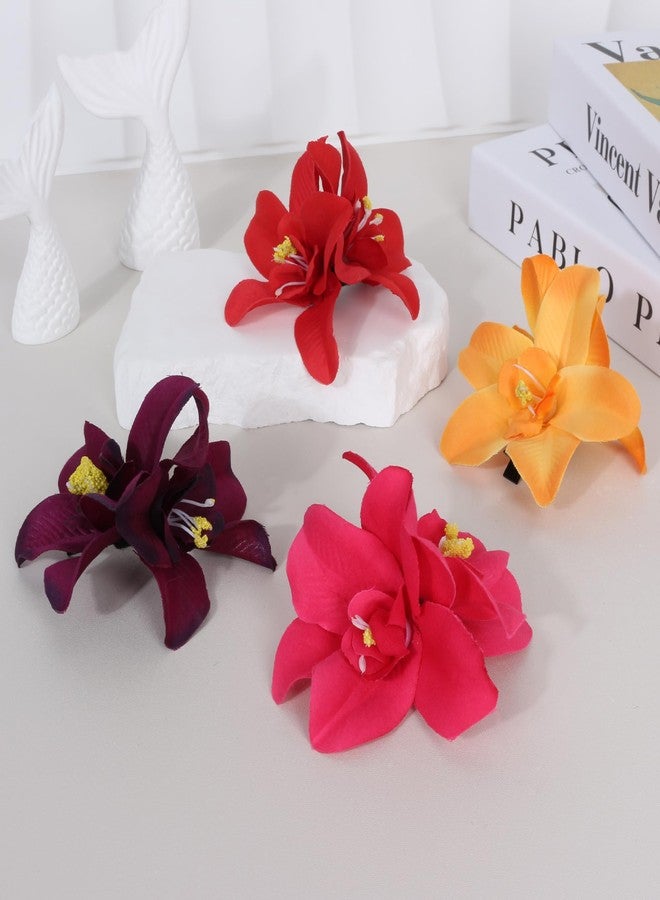NAISIER Hawaiian flower Hair Clips Ttropical Flower Hair Clip 8 Pieces Hair Accessories for Women Girls Hibiscus Flower Clips for Hair for Beach Party favors Vacation. - Image 4