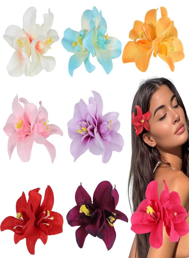 NAISIER Hawaiian flower Hair Clips Ttropical Flower Hair Clip 8 Pieces Hair Accessories for Women Girls Hibiscus Flower Clips for Hair for Beach Party favors Vacation. - Image 1