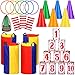 PullCrease 34 Pcs Carnival Play Set 5 in 1 Carnival Can Soft Plastic Cones Ring Toss Sport Bean Bag Toss Lawn Party Outdoor Supplies Birthday Party Backyard Events Summer - Image 3