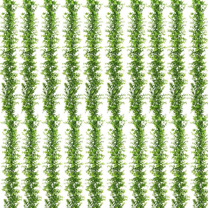 Dolicer 10 Packs Eucalyptus Garland  60FT Faux Eucalyptus Greenery Garland  Artificial Eucalyptus Leaves Vine  Fake Hanging Eucalyptus Garlands Wedding Backdrop Arch Wall Table Party Decor (Green) - Image 1