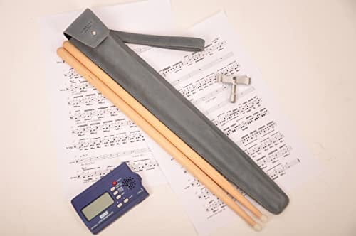 MG Leather Work Genuine leather drumstick pouch with a button stud closure gift for drummer leather drum stick holder for musician Pouch Blue - Image 3