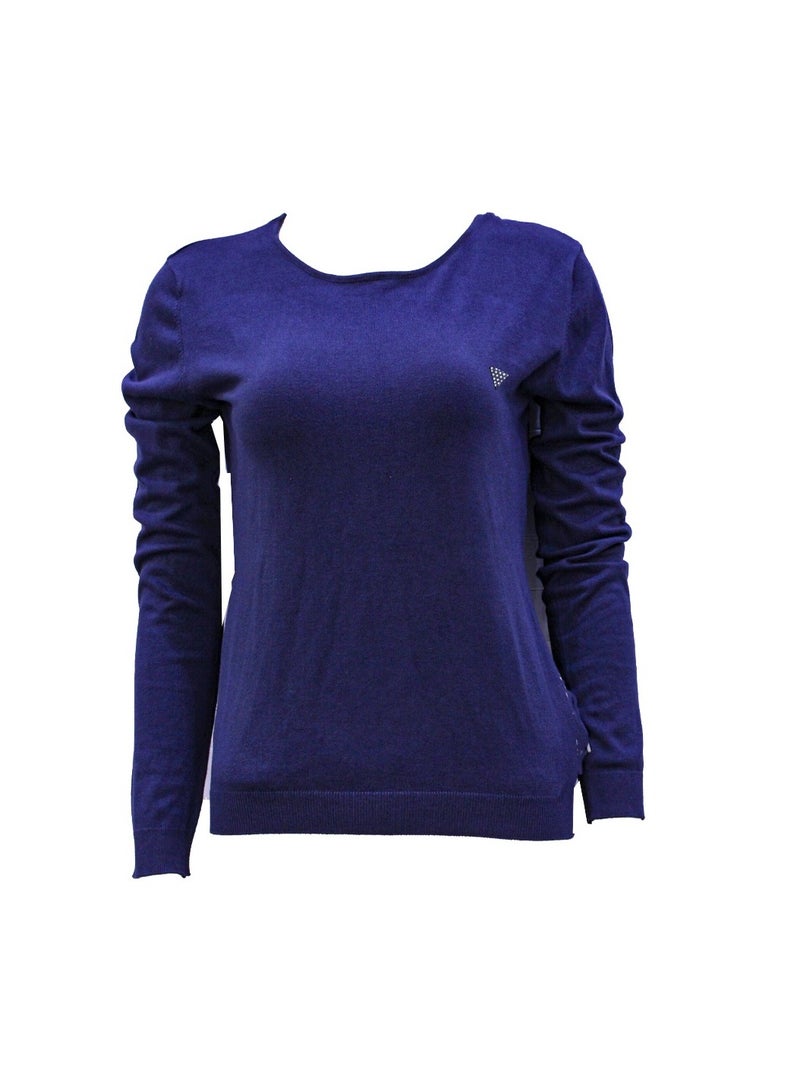 GUESS Guess Women Long Sleeve Navy Pullover Round Neck - Medium  - Image 2