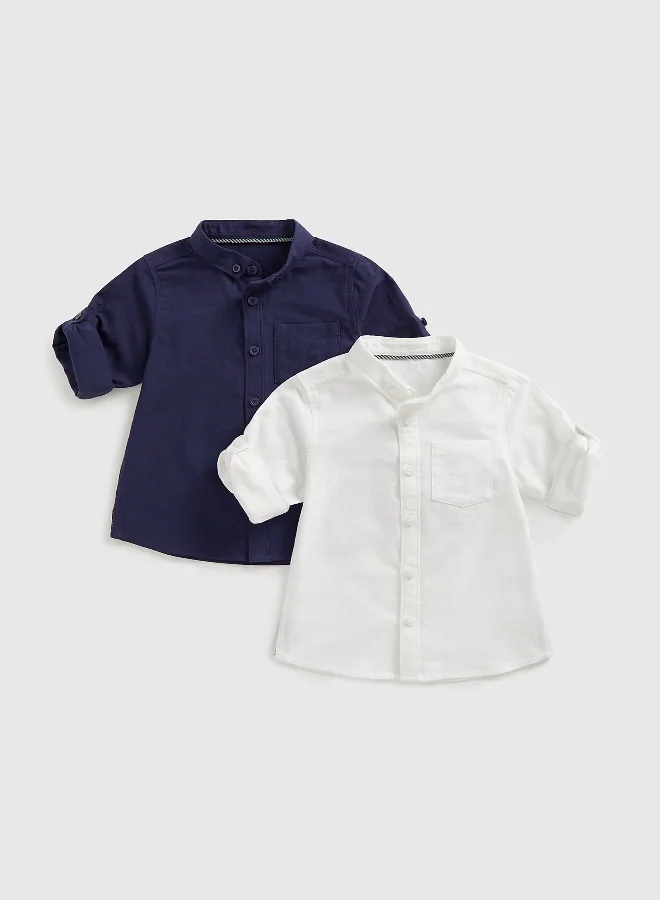 mothercare Navy and White Oxford Shirts - 2 Pack