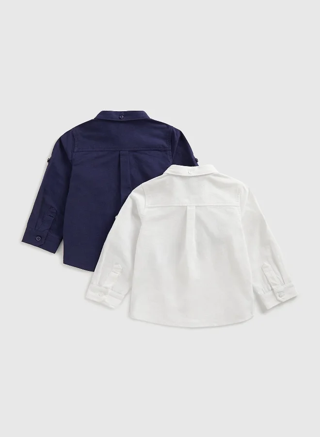 mothercare Navy and White Oxford Shirts - 2 Pack