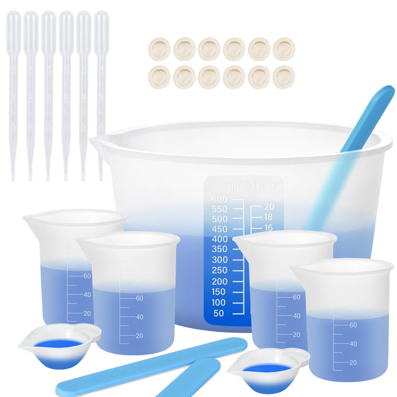 KISREL Silicone Measuring Cups for Resin Resin Supplies with 600100ml Cups Resin Mixing Cups Silicone Stir Sticks Epoxy Mixing Cup