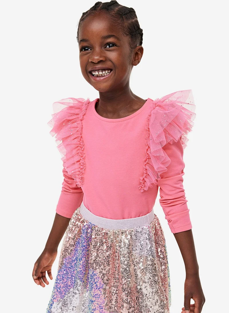 H&M Kids Flounce Trimmed T-Shirt