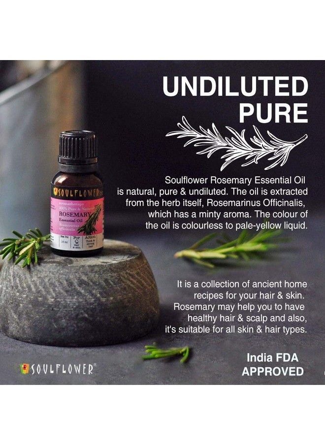 Soulflower - Rosemary Essential Oil 15Ml & Coldpressed Castor Oil 225Ml 100% Pure Natural And Coldpressed For Hair Skin And Face Ecocert Cosmos Organic Certified Pack Of 2 - Image 1