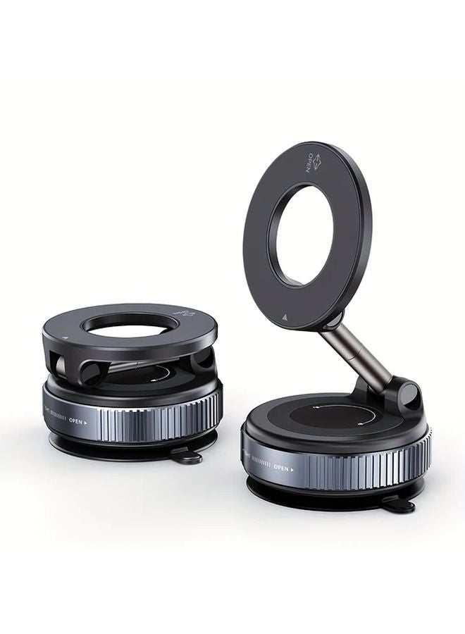 Black Magnetic Car Phone Holder Foldable 360 Adjustable Vacuum Mount Multi Angle - Image 1
