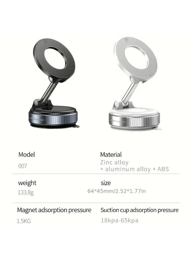Black Magnetic Car Phone Holder Foldable 360 Adjustable Vacuum Mount Multi Angle - Image 2