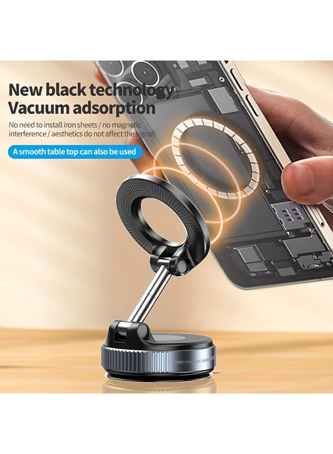 Black Magnetic Car Phone Holder Foldable 360 Adjustable Vacuum Mount Multi Angle - Image 3