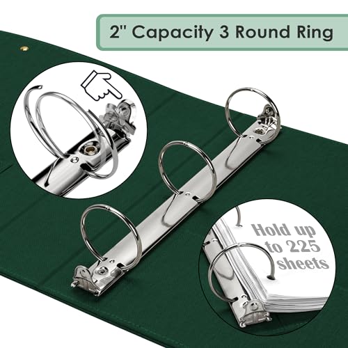 EYROZILL 3 Ring Binder 2 Inch, Binder for Letter Size (11" x 8.5") with 5 Tab Dividers, File Folder Labels and Low Profile Clipboards, Blackish Green - Image 3